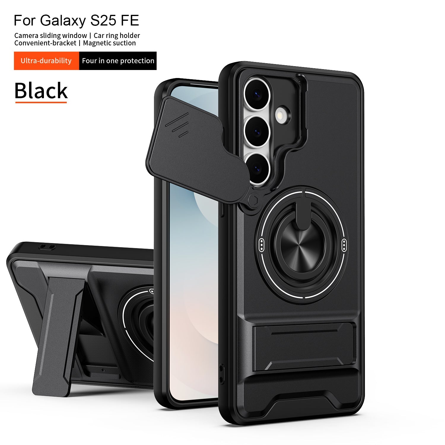 LENOK Samsung Galaxy S25 FE Case – Military-Grade MagSafe, Camera Slider, 360° Ring Kickstand - LENOK