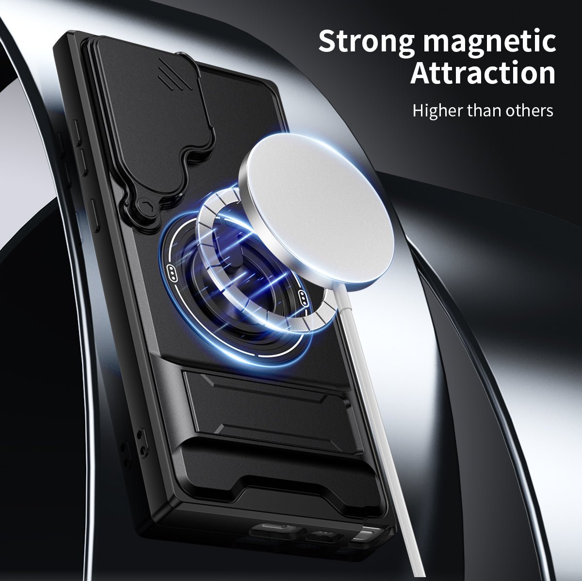 LENOK Samsung S21 Ultra MagSafe case – strong magnetic attraction higher than others, MagSafe charger snapping on with glowing blue field effect