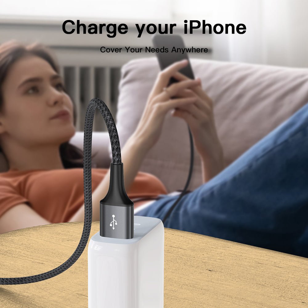 LENOK USB-A to Lightning Fast Charging Cable, Nylon Braided Cord for iPhone 14/13/12/11 & iPad - LENOK