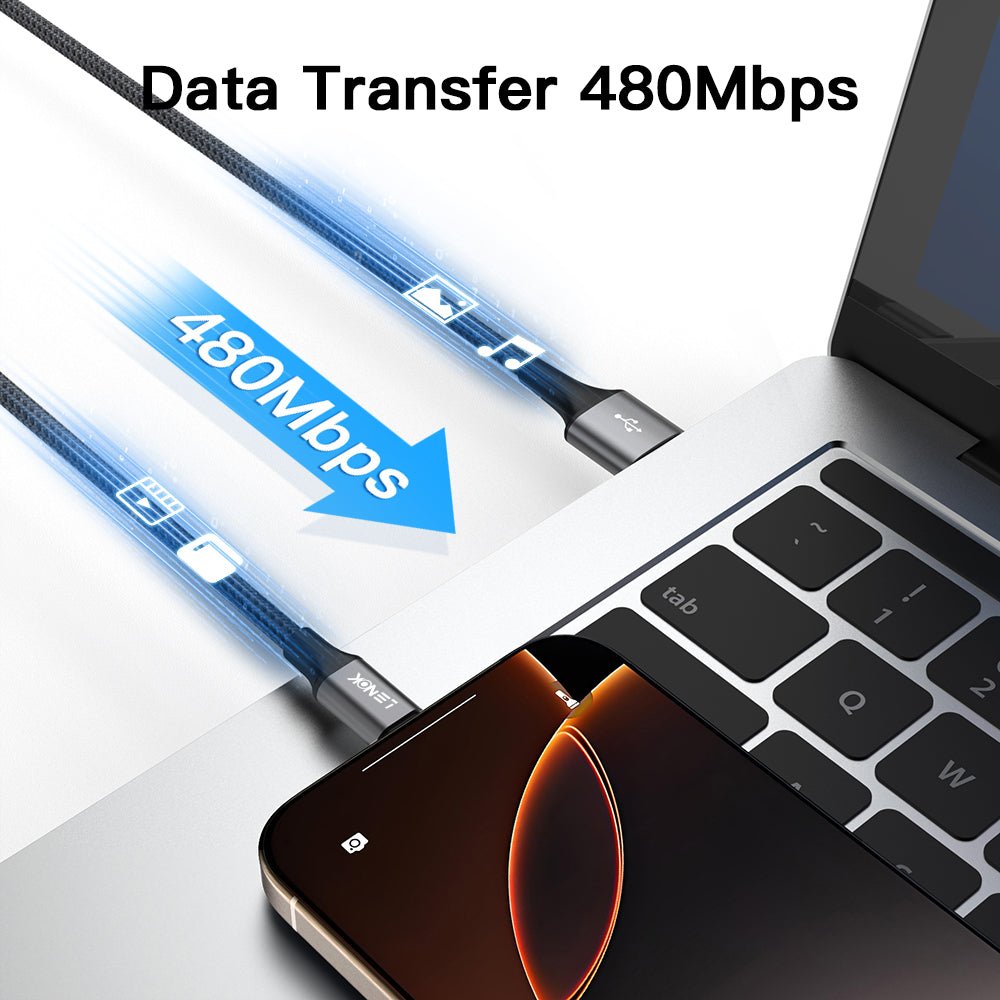 LENOK USB-A to USB-C Fast Charging Cable, Braided CarPlay Cord for iPhone 17/16, Galaxy S25 & Pixel - LENOK