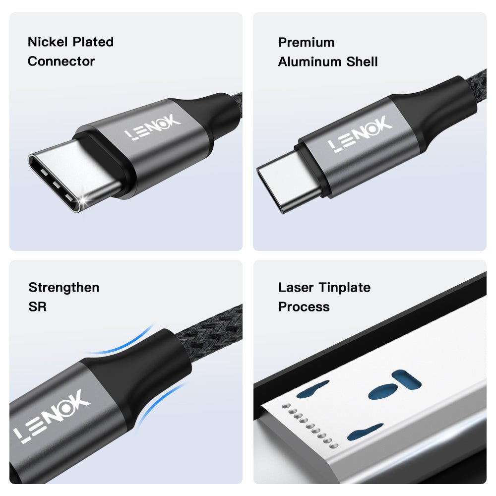 LENOK USB-C to Lightning Fast Charging Cable, Nylon Braided PD Cord for iPhone 14/13/12/11/X/8 - LENOK